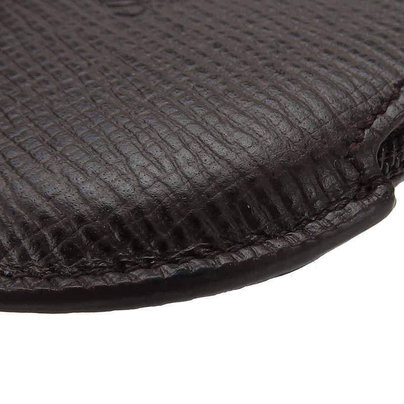 Loewe Coin Case Leather Brown Silver Hardware Anagram Small Round Ladies Men's