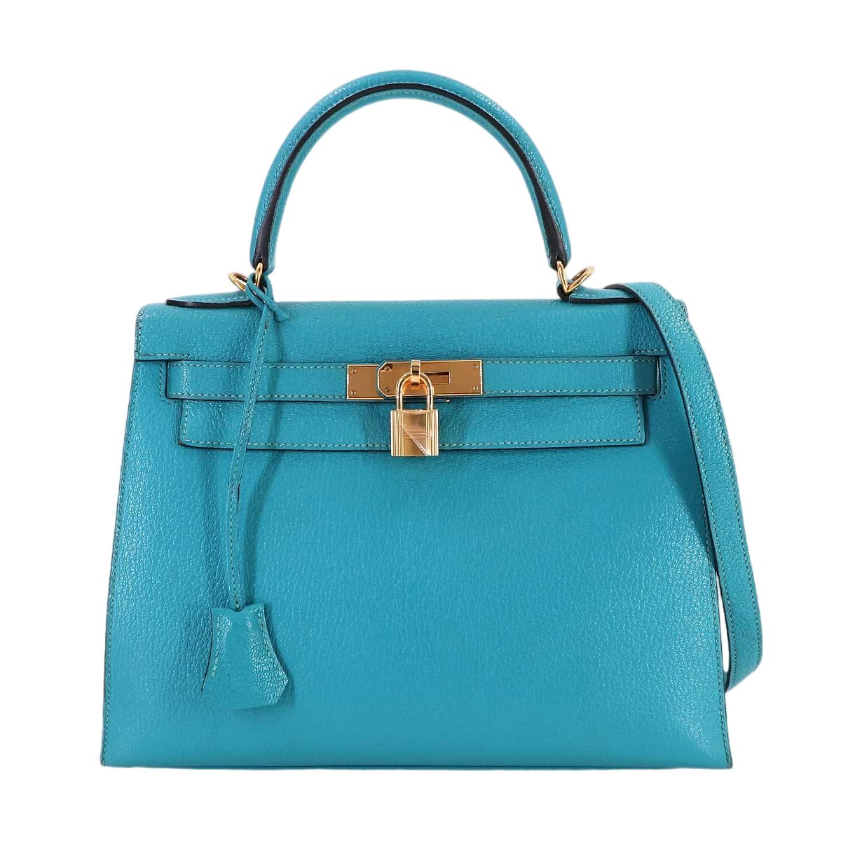 Hermes Kelly 28 Personal Chevre Blue Aztec Grimuet 2-Way Hand