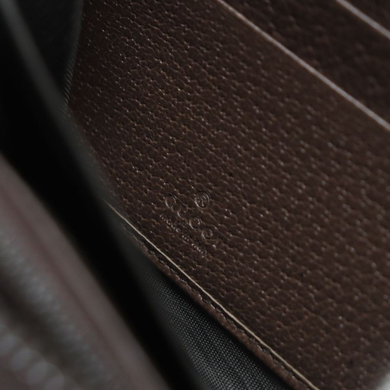 Gucci 658634 Bamboo Jumbo GG Canvas Leather Round Zipper Long Wallet Long