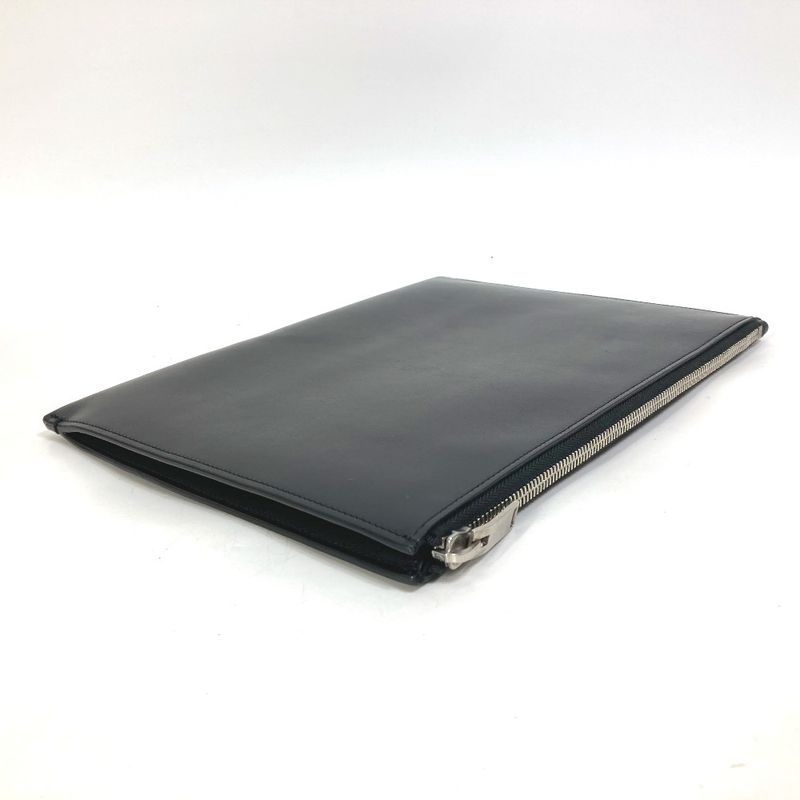 Saint Laurent Paris Clutch Bag Logo Patch 397295 Leather Black