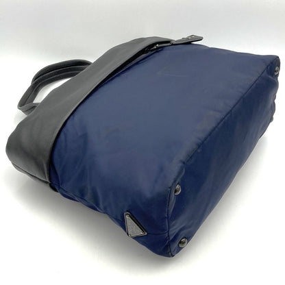Prada 1bg047 Tote Bag Navy Blue Nylon/leather Ladies Men's Branded High Brand