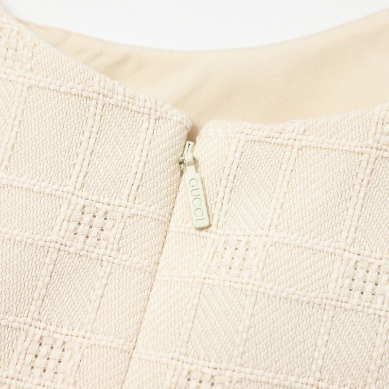 Gucci Dress Size 42 Short Sleeves Dress GG Logo Tweed Made In Italy