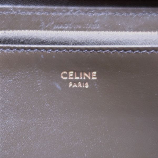Celine Phoebe Period Wallet Long Wallet Round Zipper Calf Leather Women Dark