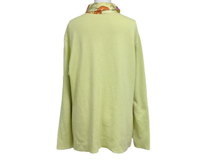 Hermes Twillaine Long Sleeve Polo Shirt Carre Silk Cotton Lime Green Vintage L — view 2