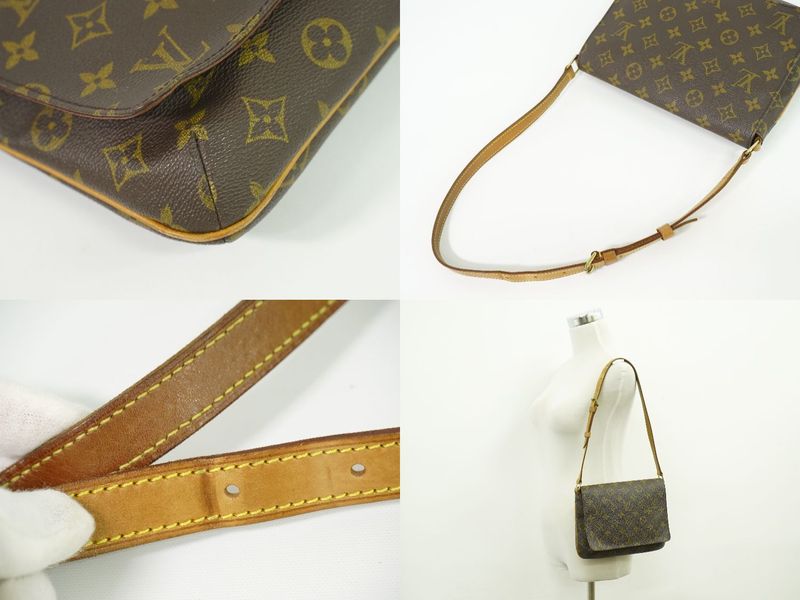 Authentic Louis Vuitton LV Musette Tango Short Monogram Shoulder Bag Brown