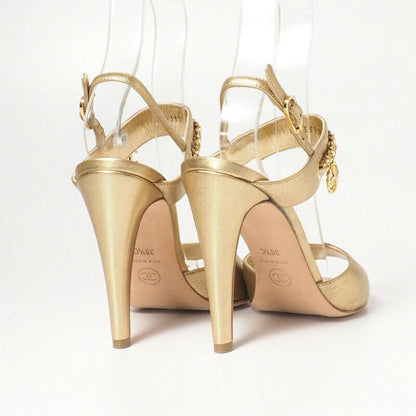 Chanel Sandals Size 36 1 2C Leather Back Strap Sandals Shoes CC Logo Coco Mark