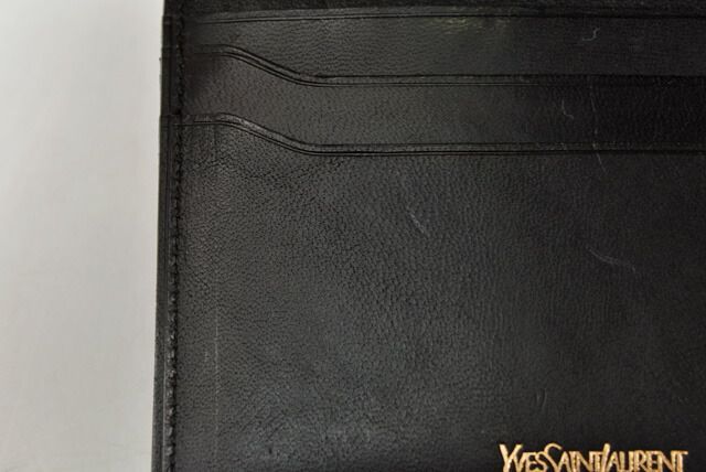 Saint Laurent Card Case Pass Case YSL Saint Laurent Leather Vintage Dark Brown