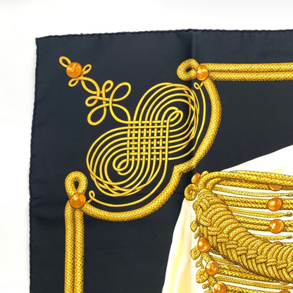 Hermes Carre 90 Scarf Silk Scarf Brandebourgs Brandenburg Black And Gold