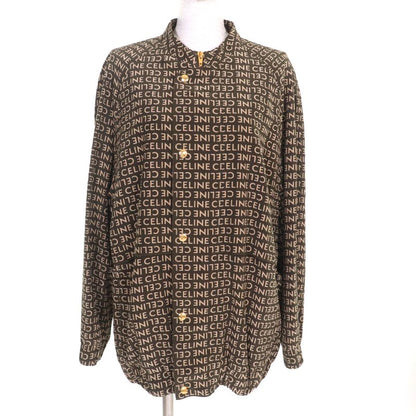 Celine 2v19j983q 100% Silk Eddy Triomphe Button Full Logo Design Collarless