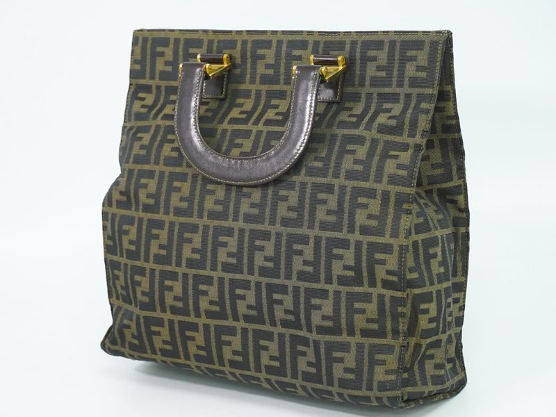 Authentic Fendi Zucca Tote Handbag Canvas Brown Zucca Bag Pre-owned [follow-up