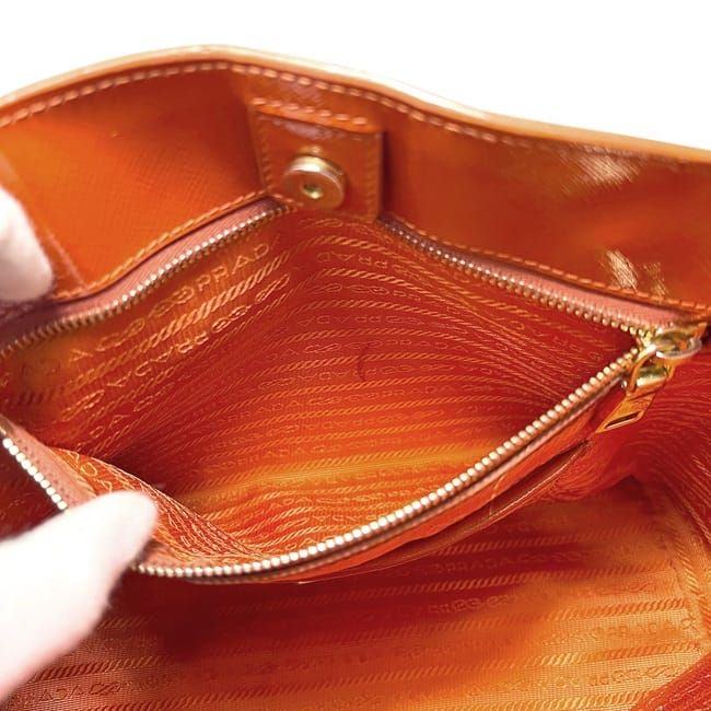 Prada 2 Way Bag Orange Excellent Condition Patent Leather Preowned 103