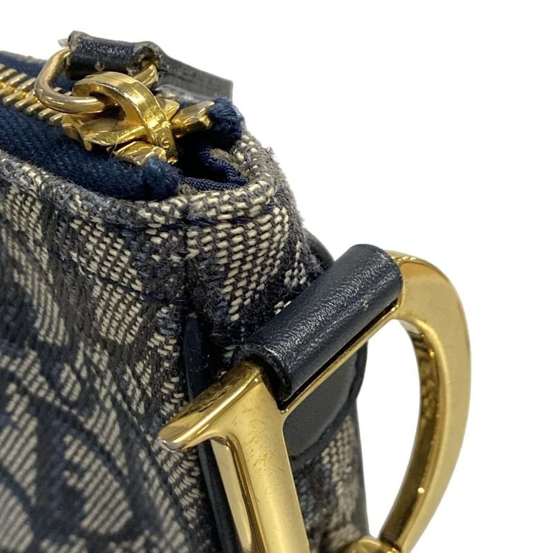 Dior/christian Dior Shoulder Bag Trotter Ivory X Navy X Black Leather