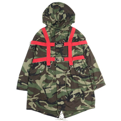 Celine 23SS 2w860494m 100% Cotton Camouflage Pattern Harness Parka Coat Khaki