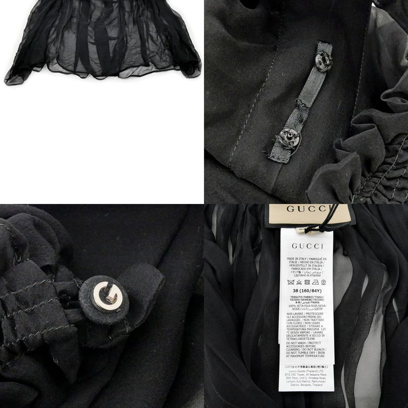 Gucci See Through Shirt With Inner Size 38 Black 770124 Long Sleeve
