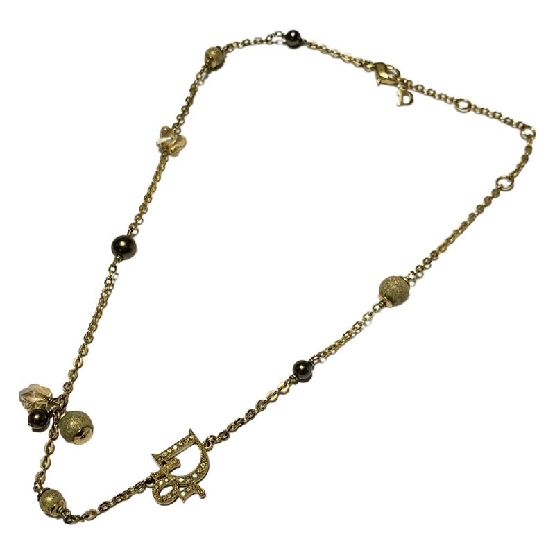 Dior/christian Dior Necklace - Gold Rhinestones