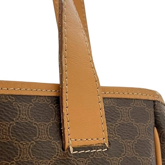 Celine Tote Bag Brown Beige Macadam Excellent Condition PVC Leather