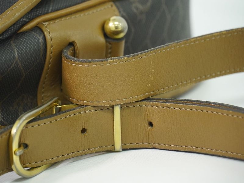 Authentic Christian DIOR Honeycomb Pattern Shoulder Bag Pochette PVC Black