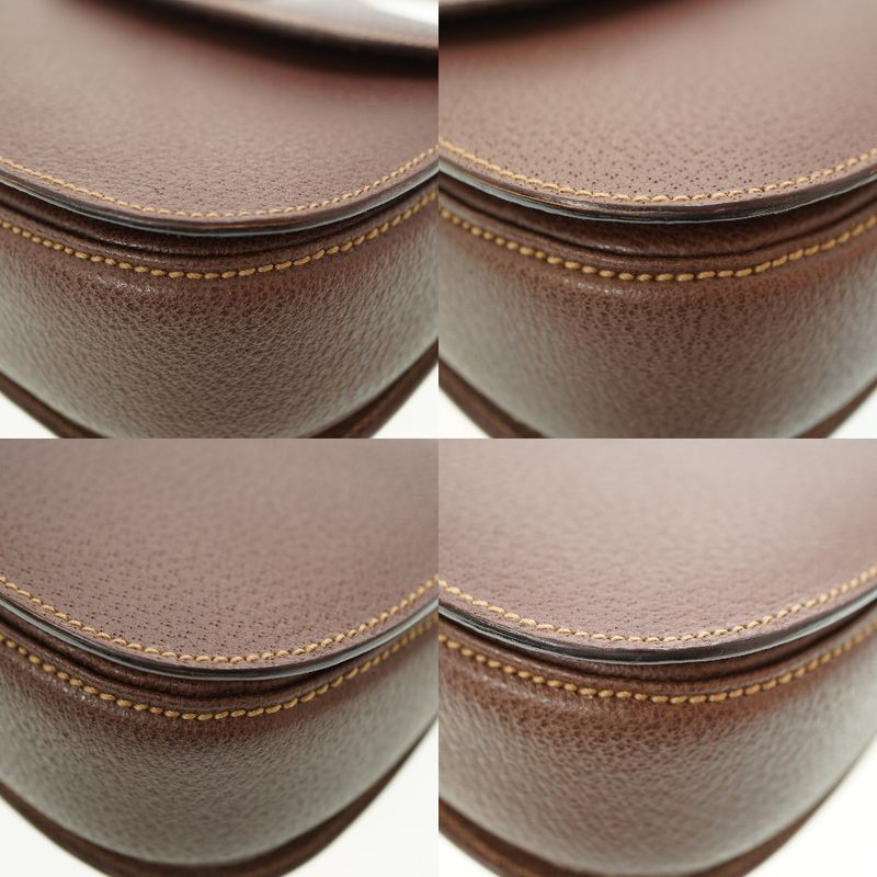 Gucci Bamboo Shoulder Handbag Leather Brown 0084gucci Vintage With Strap