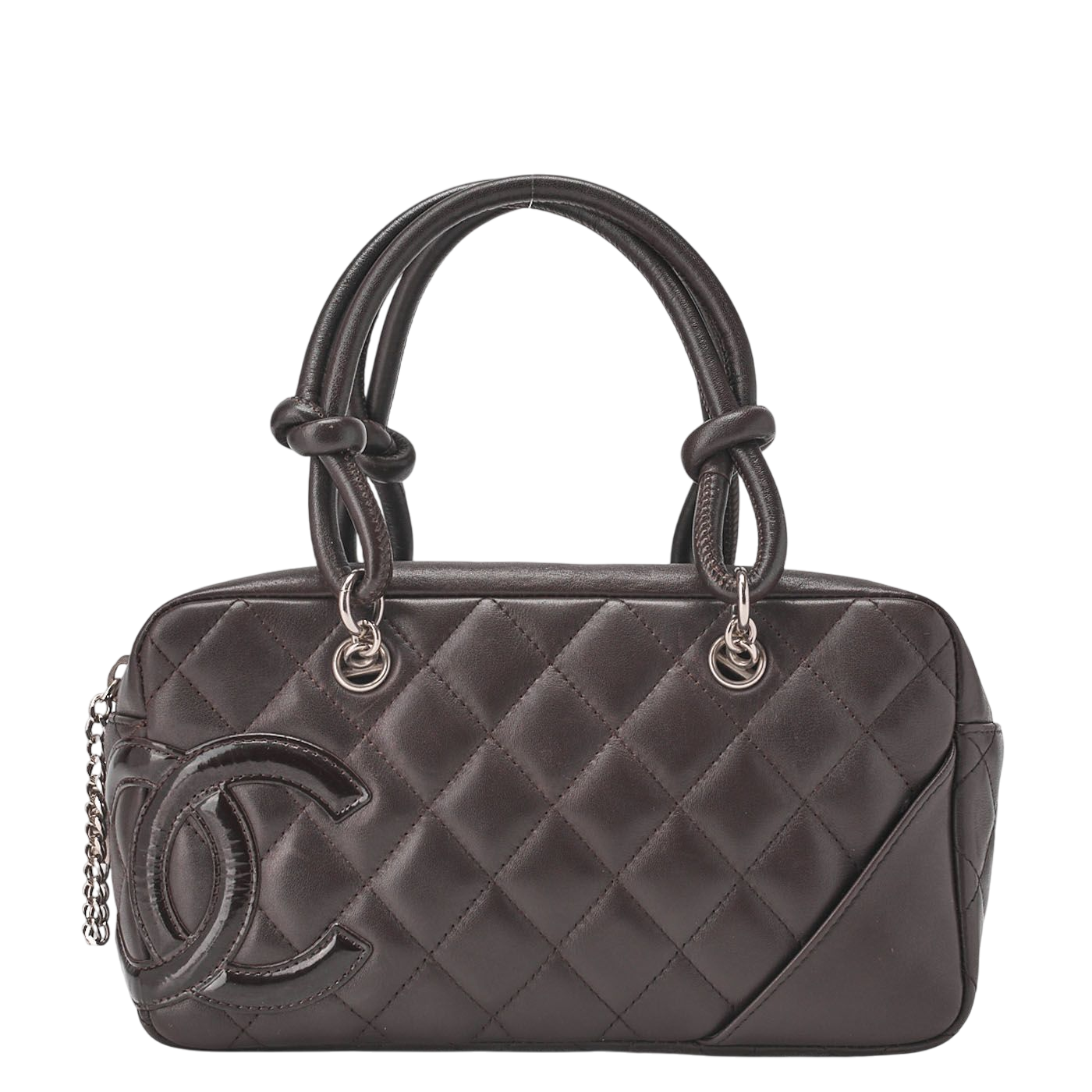 Chanel Cambon Line Calfskin And Enamel Mini Tote Bag In Brown With Silver