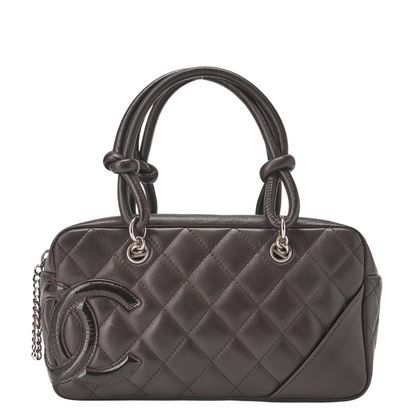Chanel Cambon Line Calfskin And Enamel Mini Tote Bag In Brown With Silver