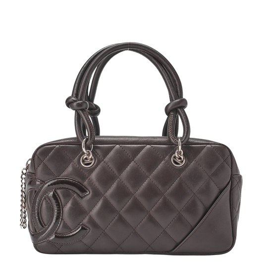 Chanel Cambon Line Calfskin And Enamel Mini Tote Bag In Brown With Silver