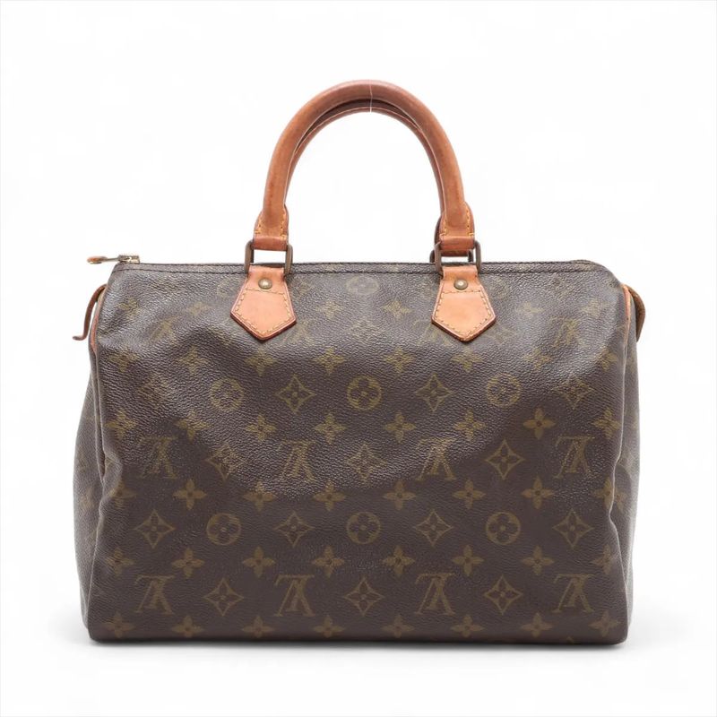Louis Vuitton Monogram Speedy 30 Leather Handbag Mini Boston M41526 Tote Brown