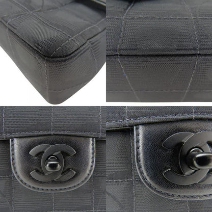 Chanel Shoulder Bag New Travel Line Jacquard Nylon Black Coco Mark 7th Shoulder