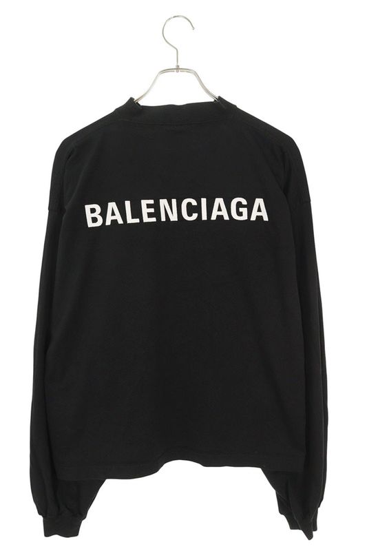 Balenciaga 818432 Tpvk1 Logo Embroidered Cropped Long Sleeve Cut And Sewn Men's