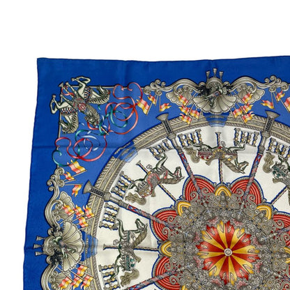Hermes Carre 90 Scarf Silk LUNA PARK Amusement Park Merry-go-round Blue With Box