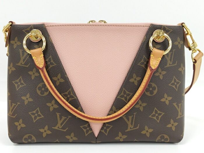 Louis Vuitton V Tote BB 2WAY Handbag Monogram Rose Ballerine Brown M43967