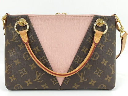 Louis Vuitton V Tote BB 2WAY Handbag Monogram Rose Ballerine Brown M43967