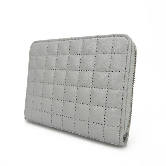 Celine 10b663bfl.08gc Compact Zipped Wallet Ccharm Calfskin Light Grey Silverhar