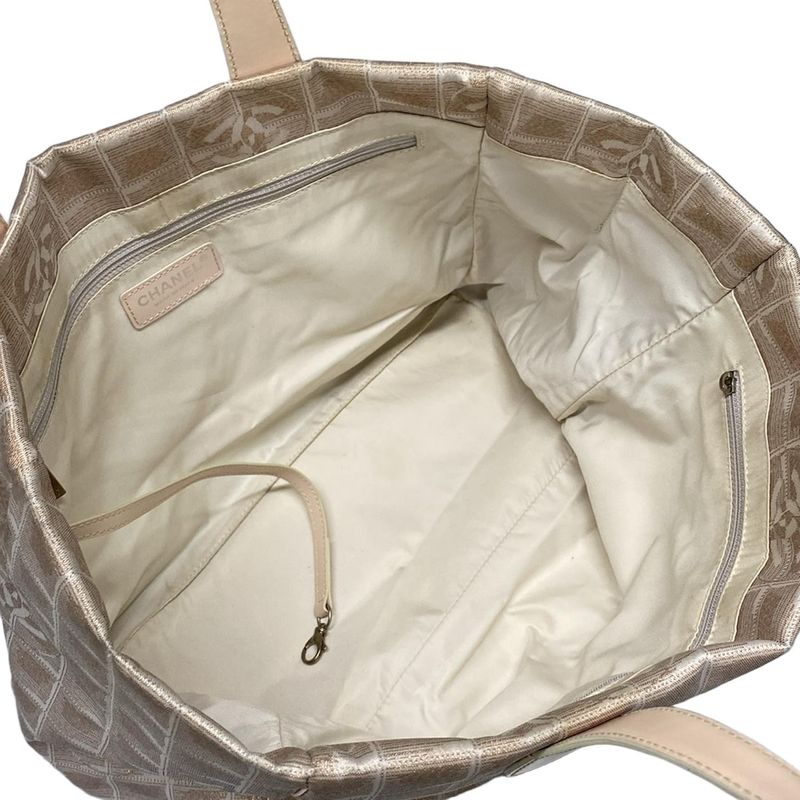 Chanel New Travel Line Tote MM Pink And White Leather