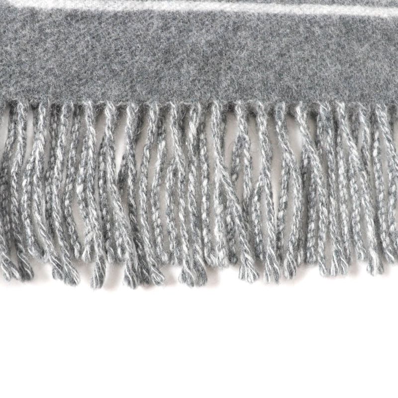 Hermes Sangre À Bucle 100% Cashmere Anthogracito / Gris Cles Fringed Scarf 39 X