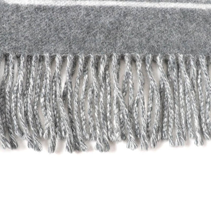 Hermes Sangre À Bucle 100% Cashmere Anthogracito / Gris Cles Fringed Scarf 39 X