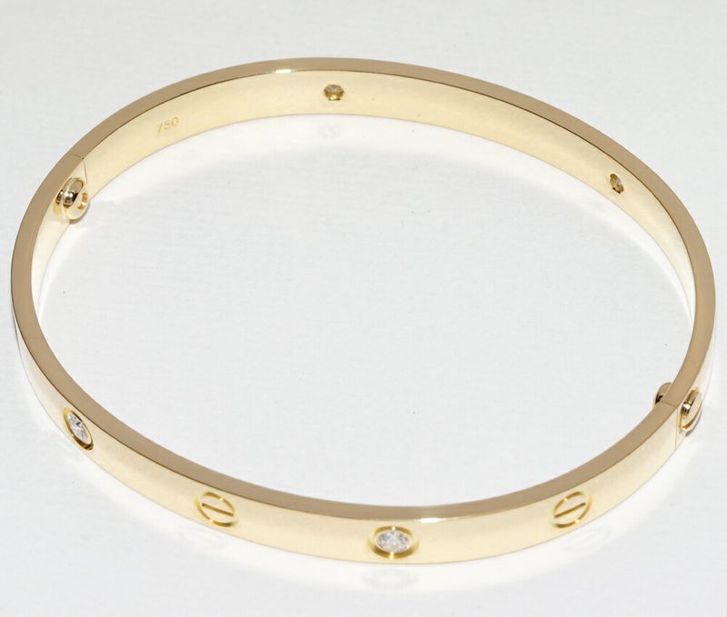 Cartier Bracelet Bangle 18K Yellow Gold 4p(042ct) Diamonds Love Bracelet Half