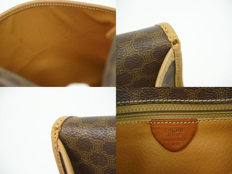 Authentic Celine Macadam Shoulder Bag Pochette PVC Brown Macadam Bag Pre-owned