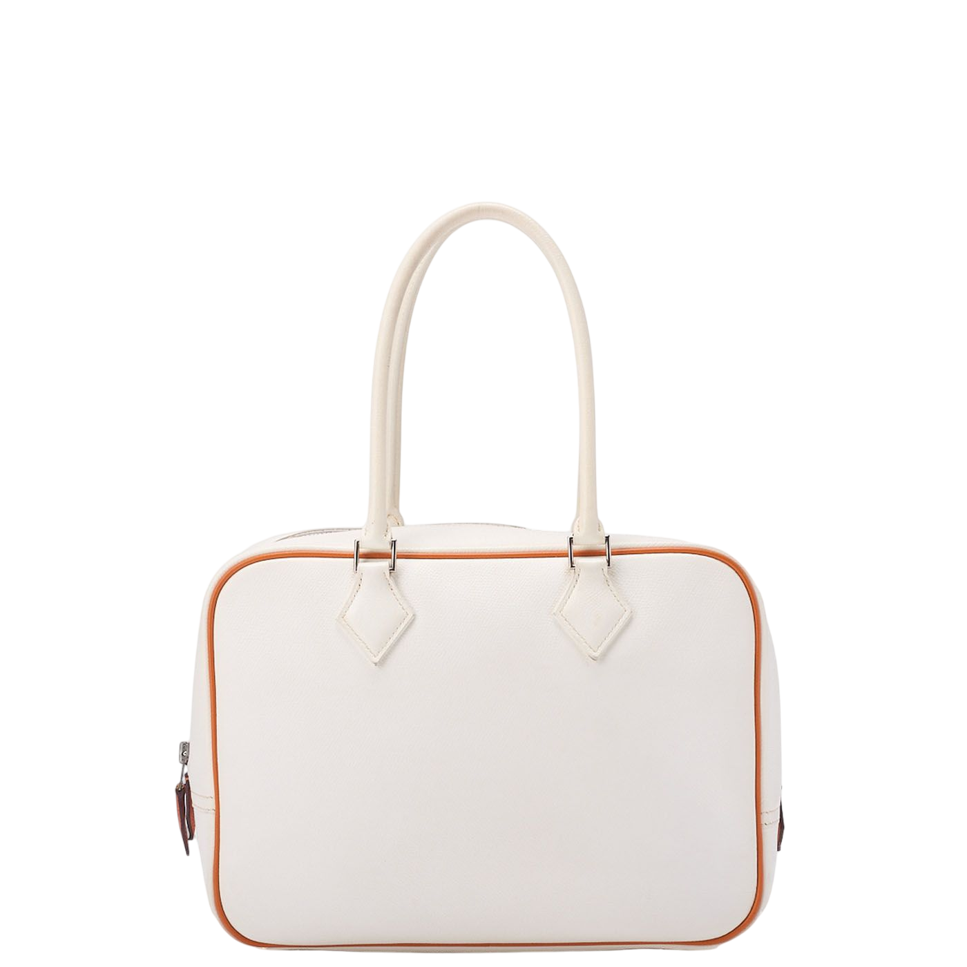 Hermes Brum 28 Tote Bag Epson White And Orange Silver Hardware Women's Bag