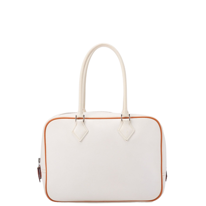 Hermes Brum 28 Tote Bag Epson White And Orange Silver Hardware Women's Bag