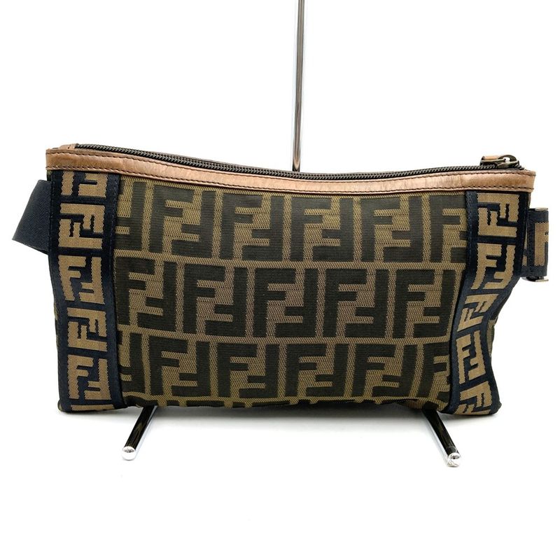 Fendi 2386 7va187 Waist Bag Shoulder Bag Body Bag Zucca Nylon Canvas Leather