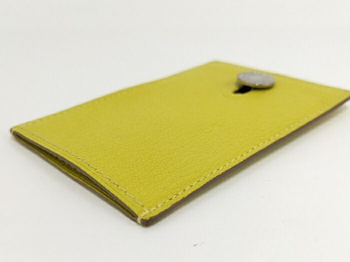 Hermes Diablo Card Case Chevre Leather Yellow Stamped Y