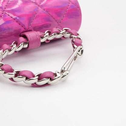 Chanel Chanel Charm Metallic Pink Silver Quilted Pouch With Hook Ears Gift