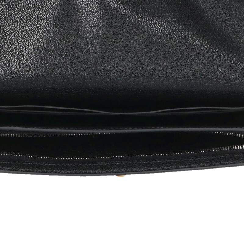 Hermes Kelly Pocket Long W Engraved Svhardware Chevre Noir Black Wallet Men's