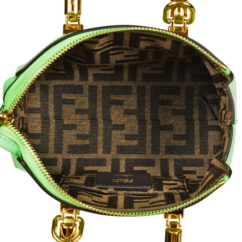 Fendi By The Way Mini Handbag Leather 8bs067 ABVL Green Shoulder Bag