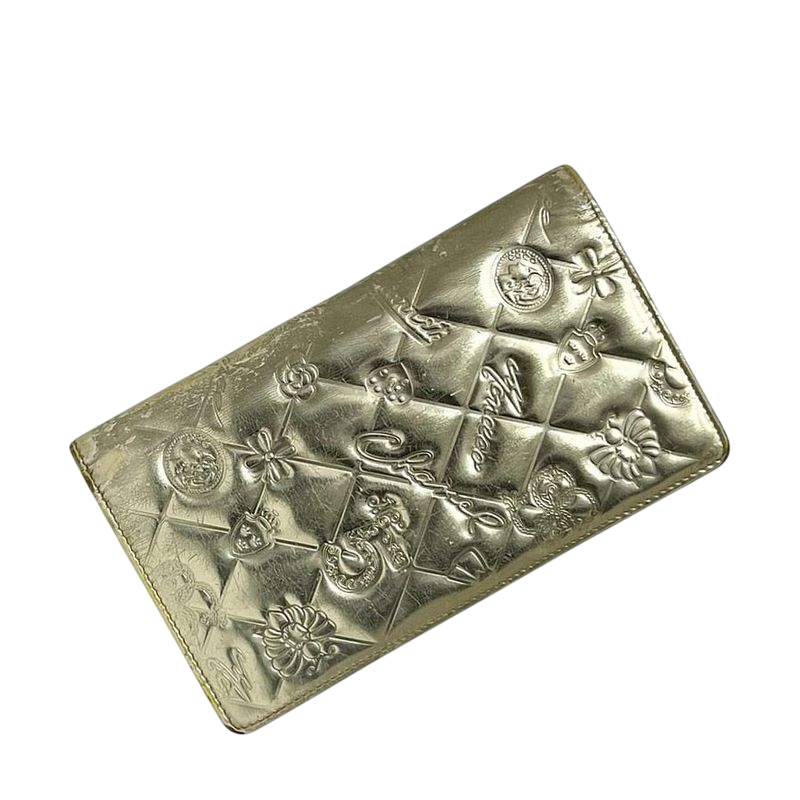 Chanel Bifold Long Wallet Gold Icon Symbol Charm A37151