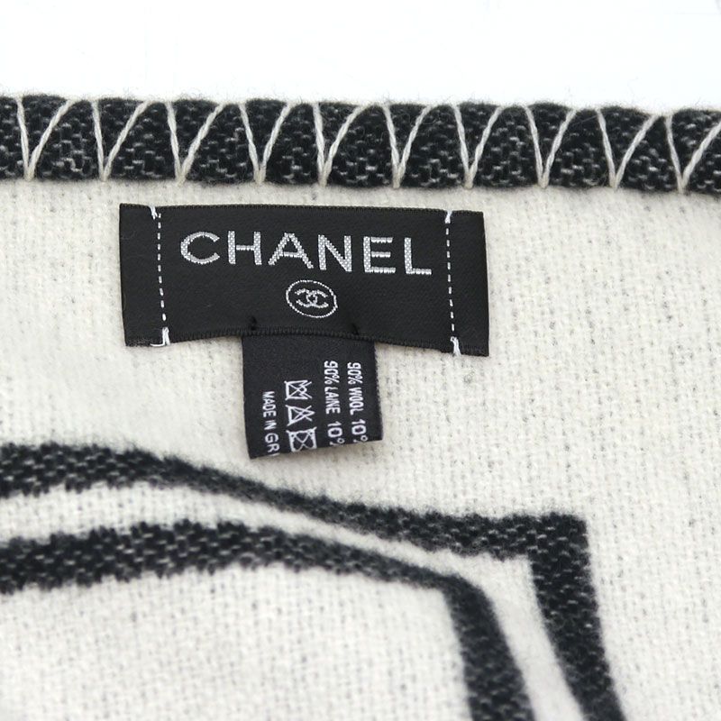 Chanel Blanket Coco Mark Monotone Wool Cashmere Large Size