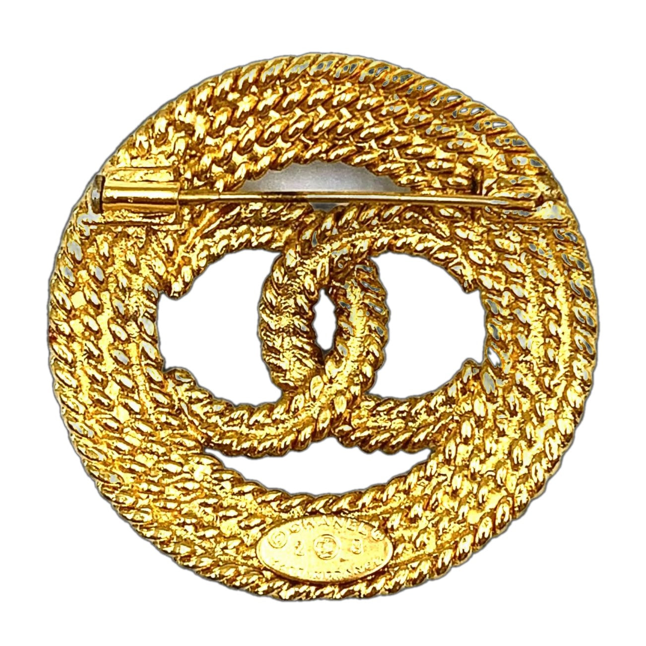 Chanel CC Logo Circle Gold Plated Brooch 28 — view 2