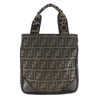 Fendi Mini Tote Zucca Pattern Nylon Canvas Brown Ladies Handbag