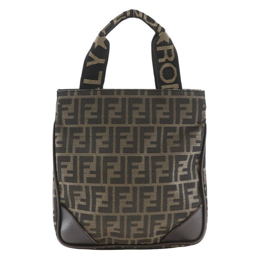 Fendi Mini Tote Zucca Pattern Nylon Canvas Brown Ladies Handbag