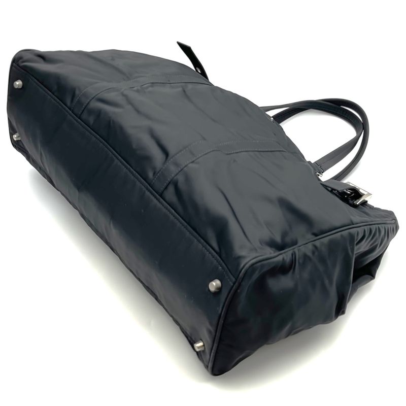 Prada Tote Handbag Black Nylon Tessuto Women Men Fashion Vintage